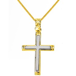 Χρυσός βαπτιστικός σταυρός Κ14 με αλυσίδα